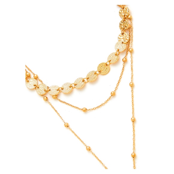 Gold Sequin and Beads Layered Necklace - Picture 3 of 4